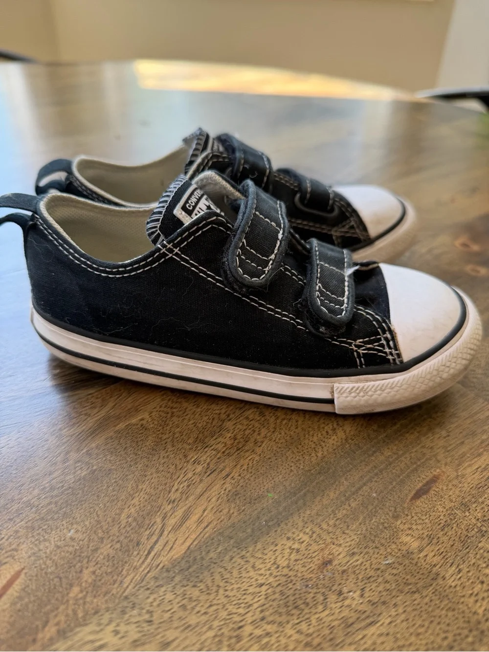 Converse Kids Black & White Velcro All Star Sneakers